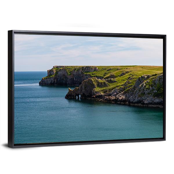 Welsh Coastline Around Stackpole and Barafundle Bay Canvas Wall Art-3 Horizontal-Gallery Wrap-25" x 16"-Tiaracle