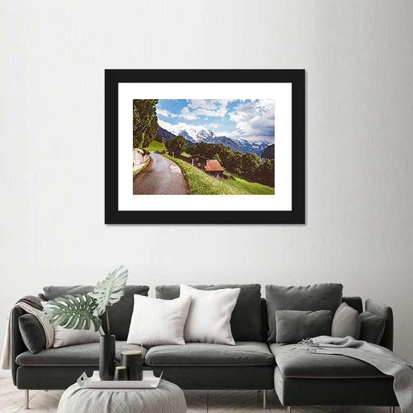 Wengen Resort In Swiss Alp Canvas Wall Art-5 Horizontal-Gallery Wrap-22" x 12"-Tiaracle