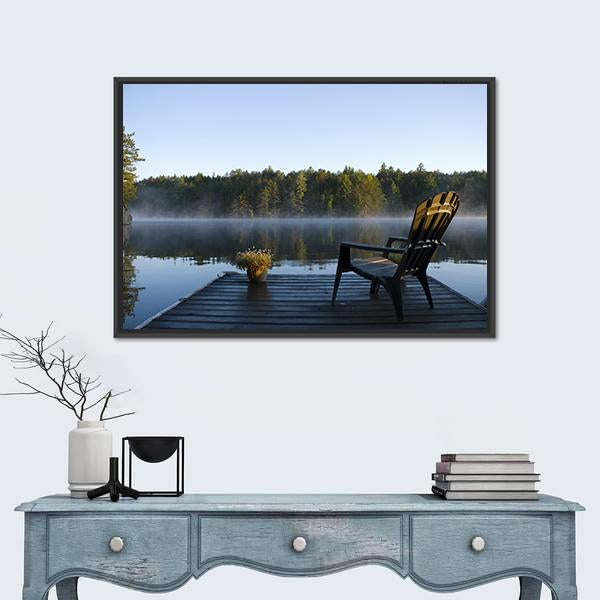 Weslemkoon Lake View From The Dock Canvas Wall Art-1 Piece-Floating Frame-24" x 16"-Tiaracle