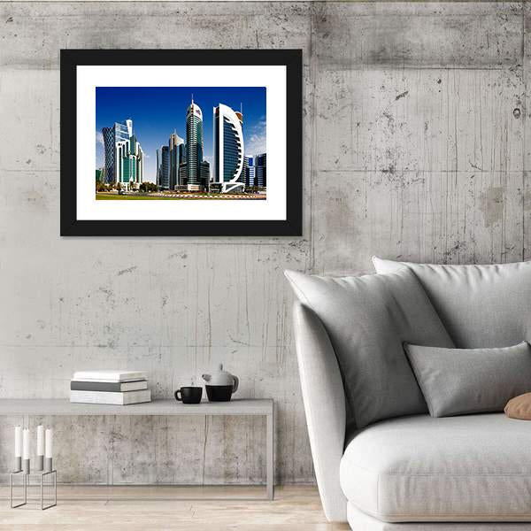 West Bay Developed Urban Center Of Doha Canvas Wall Art-3 Horizontal-Gallery Wrap-25" x 16"-Tiaracle
