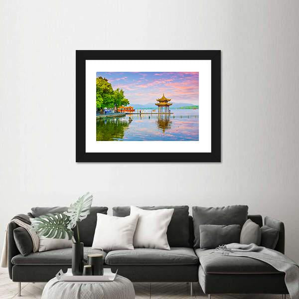 West Lake Hangzhou Scenery Canvas Wall Art-3 Horizontal-Gallery Wrap-25" x 16"-Tiaracle