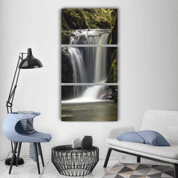 Wet Wild Environment Waterfall Vertical Canvas Wall Art-3 Vertical-Gallery Wrap-12" x 25"-Tiaracle
