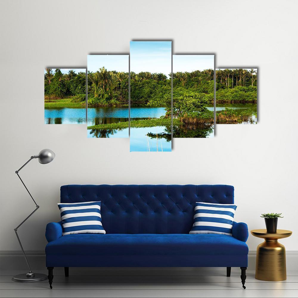 Wetland In Amazon Canvas Wall Art-5 Star-Gallery Wrap-62" x 32"-Tiaracle