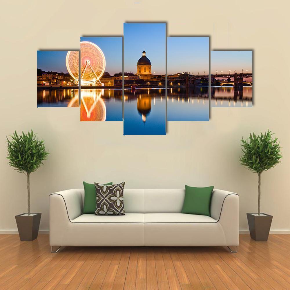 Wheel In Toulouse City Canvas Wall Art-5 Star-Gallery Wrap-62" x 32"-Tiaracle