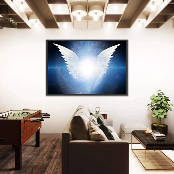 White Angel Flying Canvas Wall Art-5 Horizontal-Gallery Wrap-22" x 12"-Tiaracle