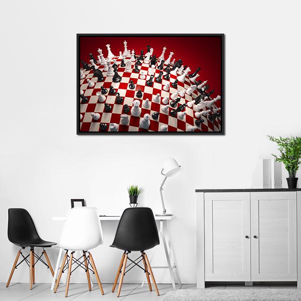 White & Black Chess Panoramic Canvas Wall Art-1 Piece-36" x 12"-Tiaracle