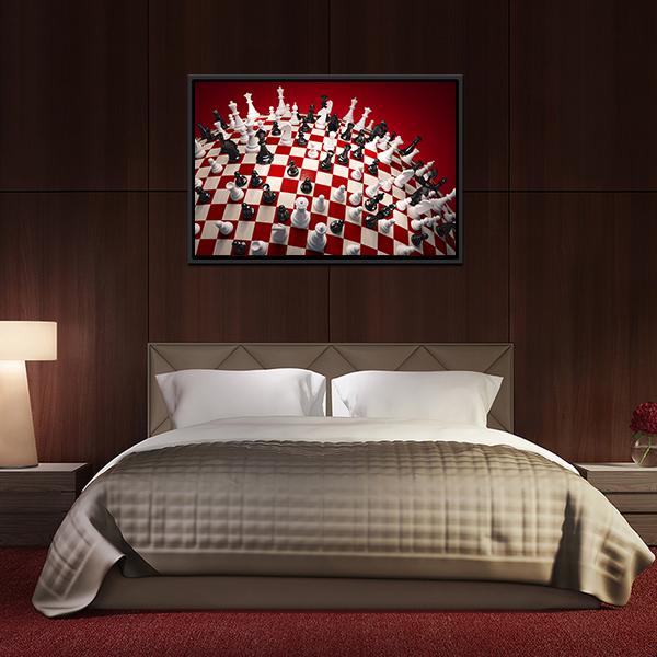 White & Black Chess Panoramic Canvas Wall Art-1 Piece-36" x 12"-Tiaracle