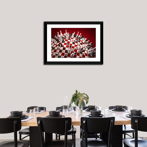 White & Black Chess Panoramic Canvas Wall Art-1 Piece-36" x 12"-Tiaracle