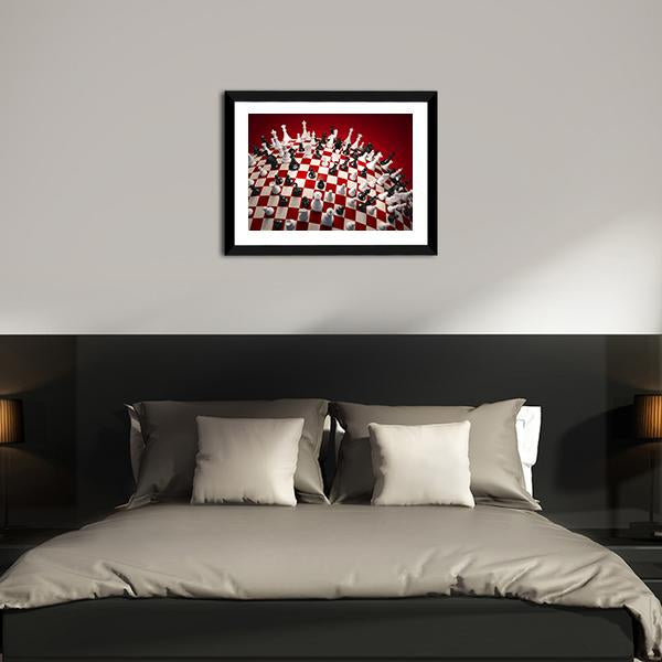 White & Black Chess Panoramic Canvas Wall Art-1 Piece-36" x 12"-Tiaracle