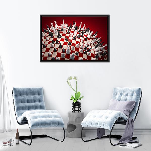 White & Black Chess Panoramic Canvas Wall Art-1 Piece-36" x 12"-Tiaracle