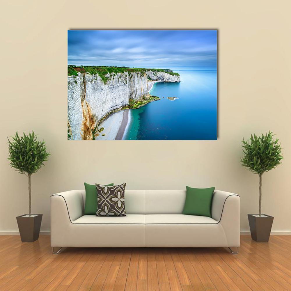 White Cliffs Of Normandy Canvas Wall Art-1 Piece-Gallery Wrap-48" x 32"-Tiaracle