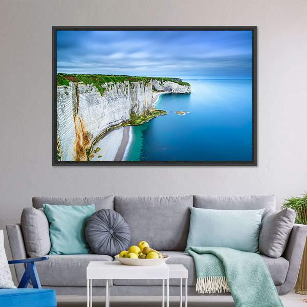 White Cliffs Of Normandy Canvas Wall Art-3 Horizontal-Gallery Wrap-25" x 16"-Tiaracle