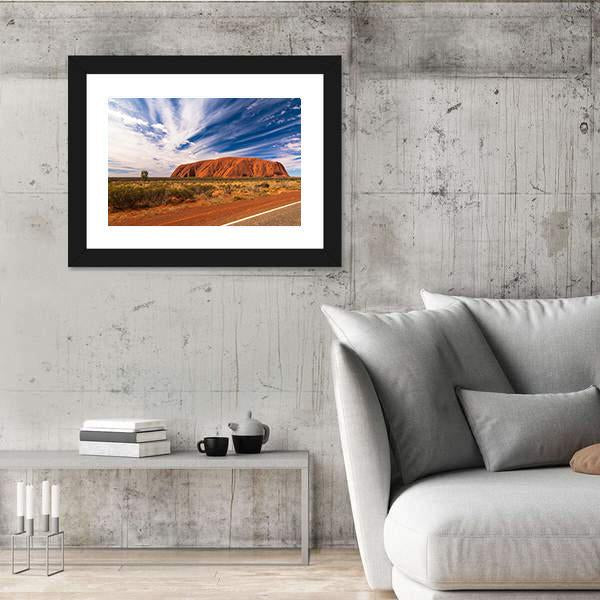 White Clouds Over Ayers Rock In Australia Canvas Wall Art-5 Horizontal-Gallery Wrap-22" x 12"-Tiaracle