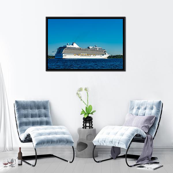 White Cruise Ship Canvas Wall Art-5 Horizontal-Gallery Wrap-22" x 12"-Tiaracle