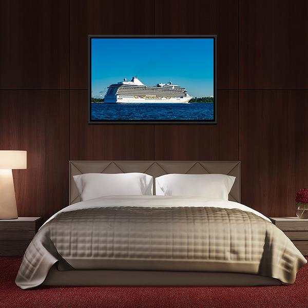 White Cruise Ship Canvas Wall Art-5 Horizontal-Gallery Wrap-22" x 12"-Tiaracle