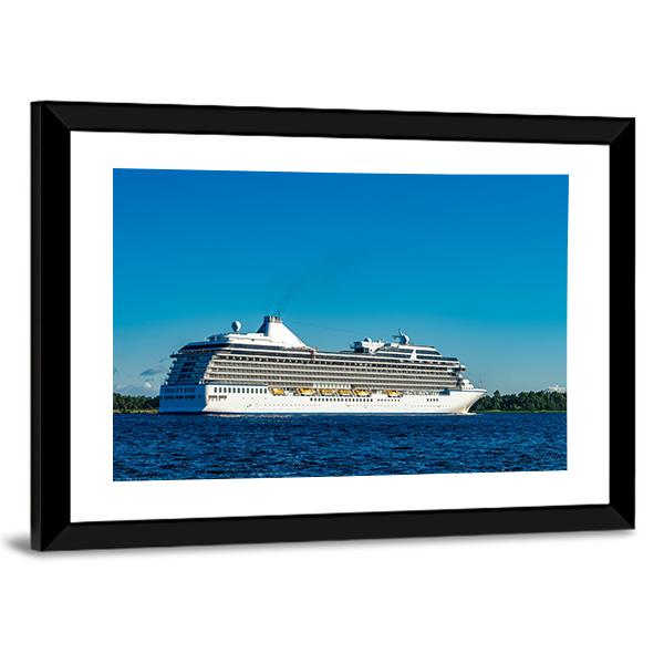 White Cruise Ship Canvas Wall Art-5 Horizontal-Gallery Wrap-22" x 12"-Tiaracle