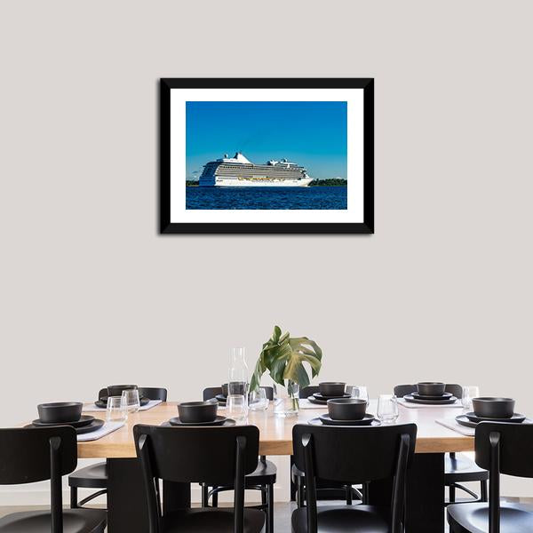 White Cruise Ship Canvas Wall Art-5 Horizontal-Gallery Wrap-22" x 12"-Tiaracle