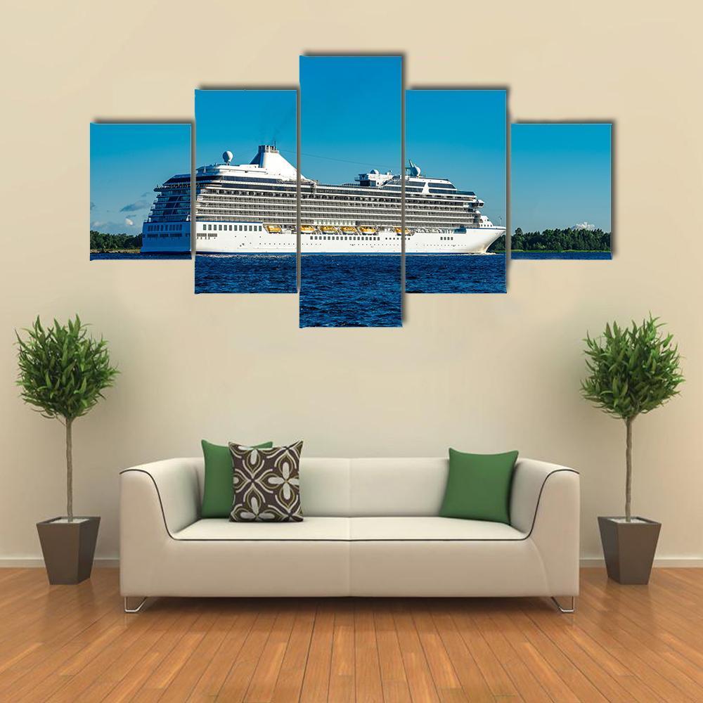 White Cruise Ship Canvas Wall Art-5 Star-Gallery Wrap-62" x 32"-Tiaracle