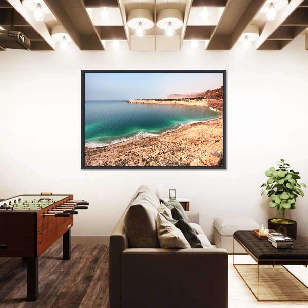 White Dead Sea Shore From Jordan Side Canvas Wall Art-3 Horizontal-Gallery Wrap-25" x 16"-Tiaracle