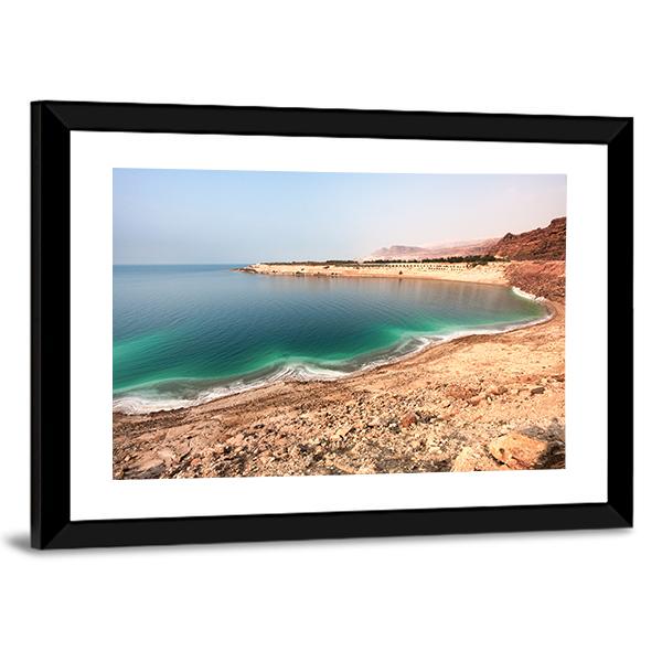 White Dead Sea Shore From Jordan Side Canvas Wall Art-5 Horizontal-Gallery Wrap-22" x 12"-Tiaracle