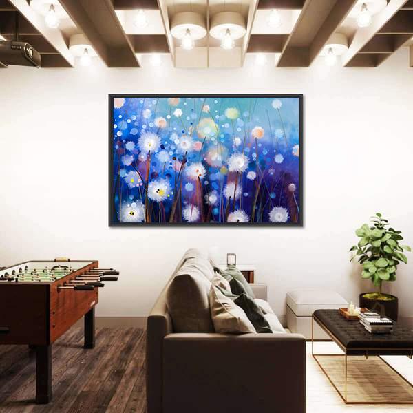 White Flowers Field Vertical Canvas Wall Art-3 Vertical-Gallery Wrap-12" x 25"-Tiaracle