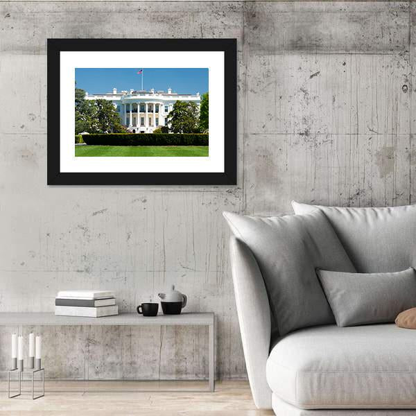 White House On Deep Blue Sky Canvas Wall Art-5 Horizontal-Gallery Wrap-22" x 12"-Tiaracle