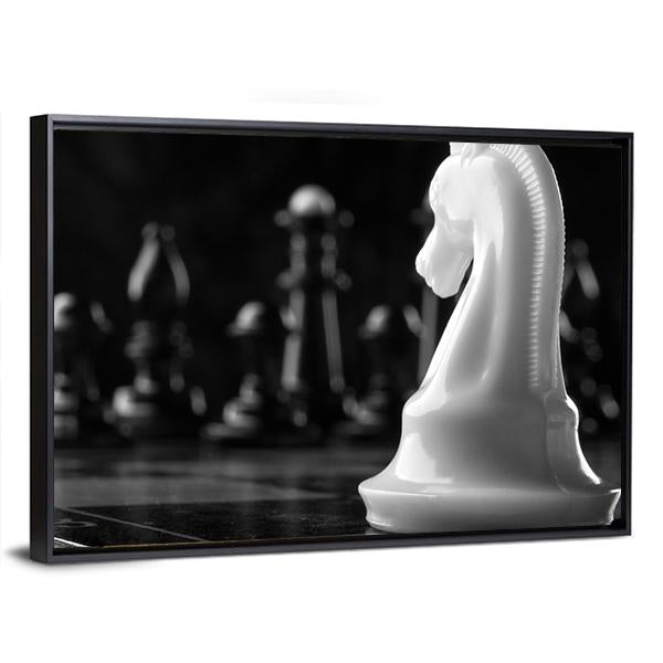 White Knight Chess Piece Canvas Wall Art-5 Horizontal-Gallery Wrap-22" x 12"-Tiaracle