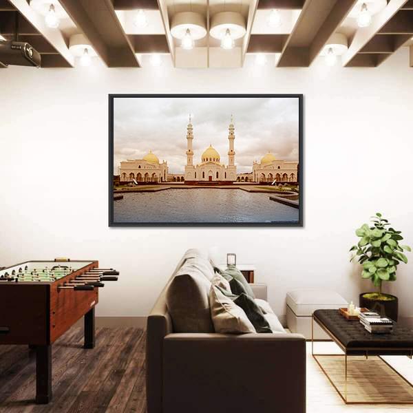 White Mosque In Tatarstan Russia Canvas Wall Art-3 Horizontal-Gallery Wrap-25" x 16"-Tiaracle