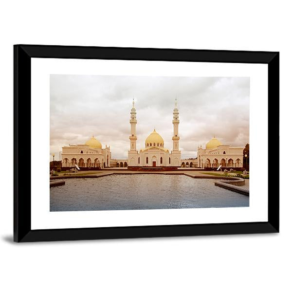 White Mosque In Tatarstan Russia Canvas Wall Art-3 Horizontal-Gallery Wrap-25" x 16"-Tiaracle