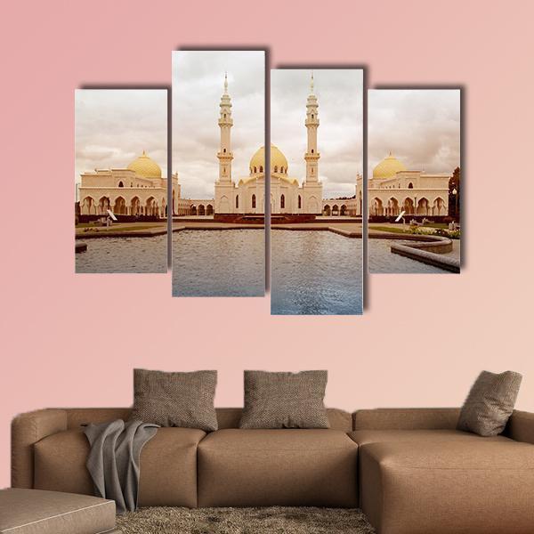 White Mosque In Tatarstan Russia Canvas Wall Art-4 Pop-Gallery Wrap-50" x 32"-Tiaracle