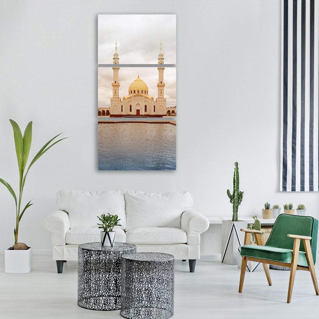 White Mosque In Tatarstan Russia Vertical Canvas Wall Art-3 Vertical-Gallery Wrap-12" x 25"-Tiaracle