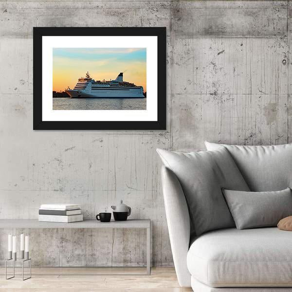 White Passenger Ship Canvas Wall Art-5 Horizontal-Gallery Wrap-22" x 12"-Tiaracle
