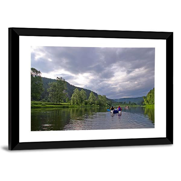 White River Rafting In Southern Urals Canvas Wall Art-3 Horizontal-Gallery Wrap-25" x 16"-Tiaracle