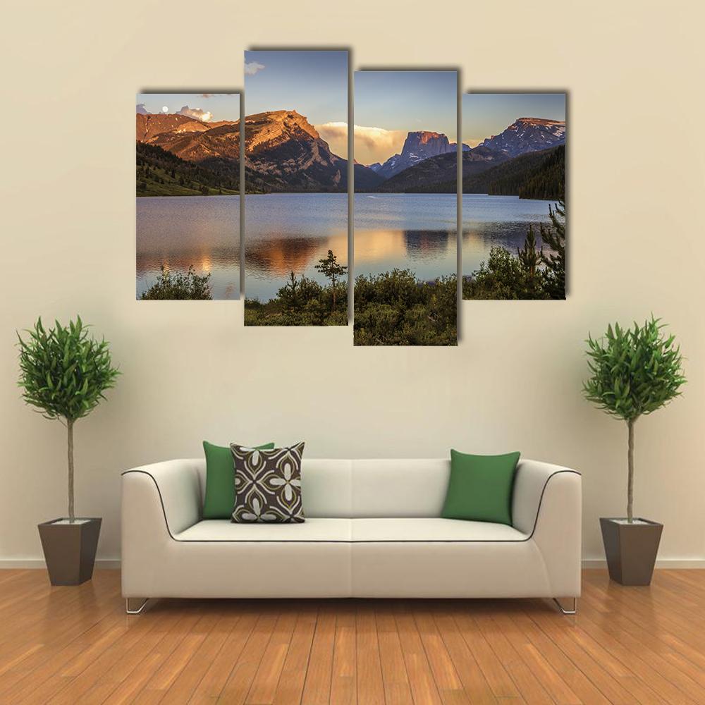 White Rock Mountains Above The Green River Lakes Canvas Wall Art-4 Pop-Gallery Wrap-34" x 20"-Tiaracle
