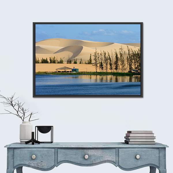 White Sand Dune In Mui Ne Vietnam Canvas Wall Art-1 Piece-Floating Frame-24" x 16"-Tiaracle