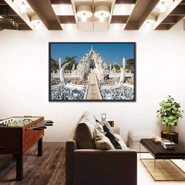White Temple In Chiang Rai In Thailand Canvas Wall Art-3 Horizontal-Gallery Wrap-25" x 16"-Tiaracle