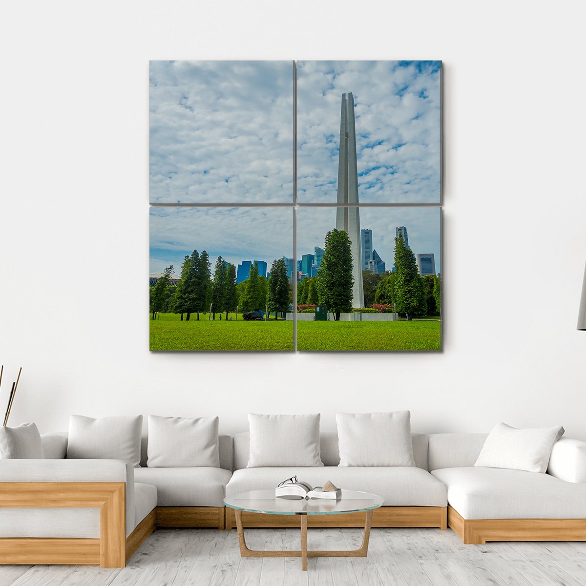 White Tower In Singapore Canvas Wall Art-4 Square-Gallery Wrap-17" x 17"-Tiaracle