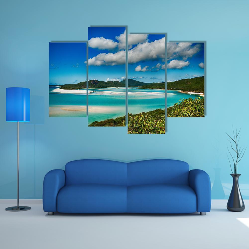 Whitehaven Beach Lagoon Canvas Wall Art-4 Pop-Gallery Wrap-50" x 32"-Tiaracle