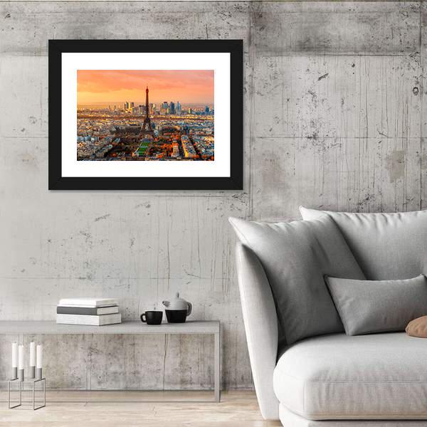 Wide Angle View Of Paris At Twilight France Canvas Wall Art-5 Horizontal-Gallery Wrap-22" x 12"-Tiaracle