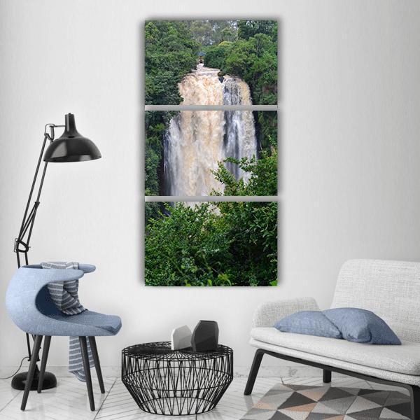 Wide View Of Waterfall In Kenya Africa Vertical Canvas Wall Art-3 Vertical-Gallery Wrap-12" x 25"-Tiaracle