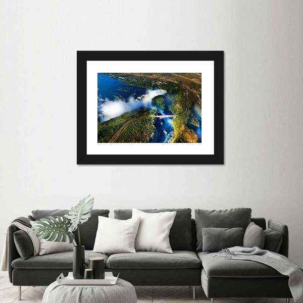 Widest Victoria Falls From The Air Canvas Wall Art-5 Horizontal-Gallery Wrap-22" x 12"-Tiaracle