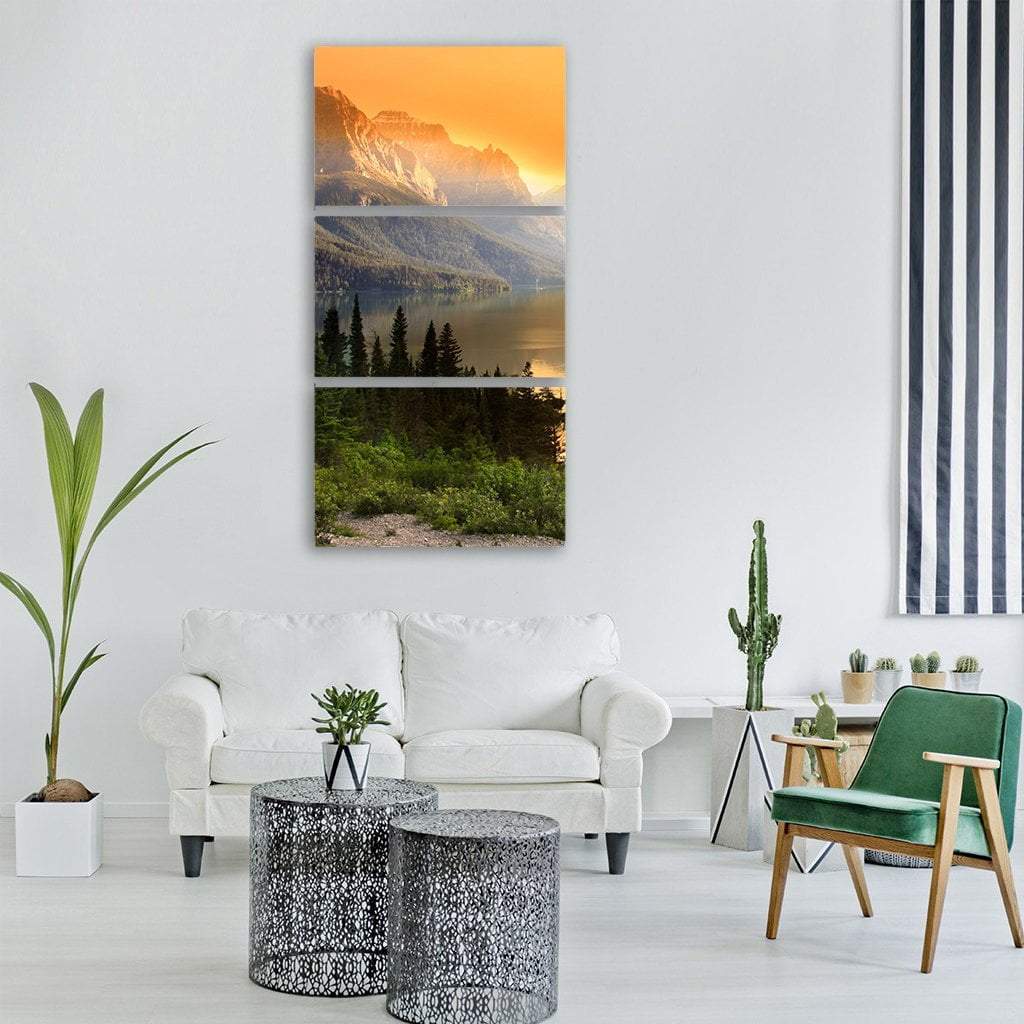 Wild Goose Island In Glacier National Park Vertical Canvas Wall Art-3 Vertical-Gallery Wrap-12" x 25"-Tiaracle