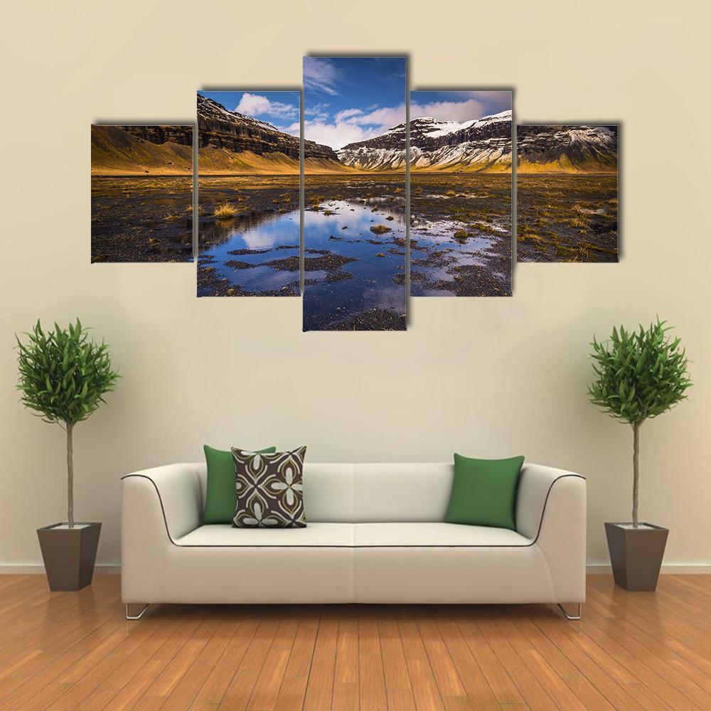 Wild Landscape Of Iceland Canvas Wall Art-5 Star-Gallery Wrap-62" x 32"-Tiaracle