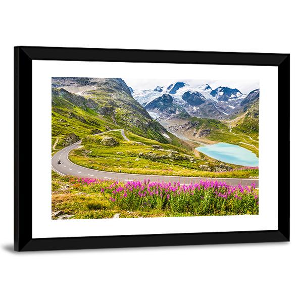 Winding Mountain Pass Road In Italian Alps Panoramic Canvas Wall Art-1 Piece-36" x 12"-Tiaracle