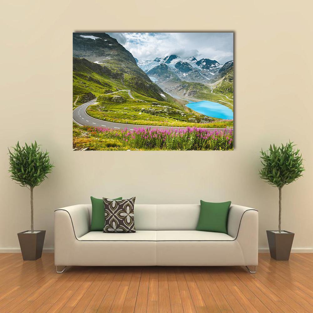 Winding Mountain Pass Road Canvas Wall Art-1 Piece-Gallery Wrap-48" x 32"-Tiaracle