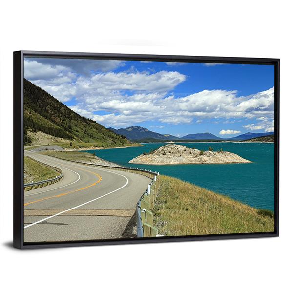 Winding Road And Lake Kootenay Canvas Wall Art-3 Horizontal-Gallery Wrap-25" x 16"-Tiaracle