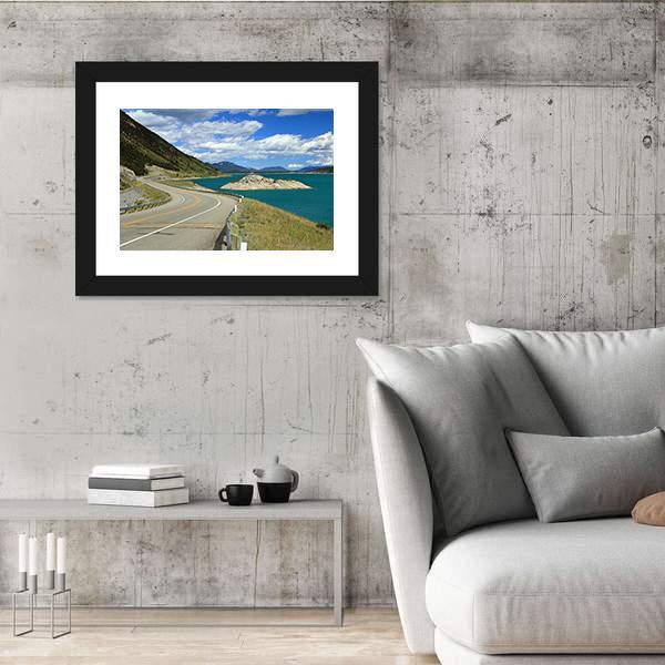 Winding Road And Lake Kootenay Canvas Wall Art-3 Horizontal-Gallery Wrap-25" x 16"-Tiaracle