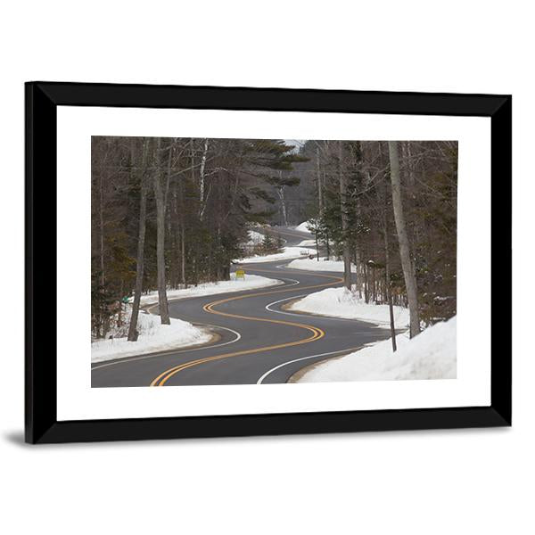 Winding Road Section In Winter Canvas Wall Art-3 Horizontal-Gallery Wrap-25" x 16"-Tiaracle