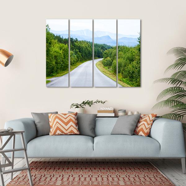 Winding Road Through Green Forest Canvas Wall Art-4 Horizontal-Gallery Wrap-34" x 24"-Tiaracle