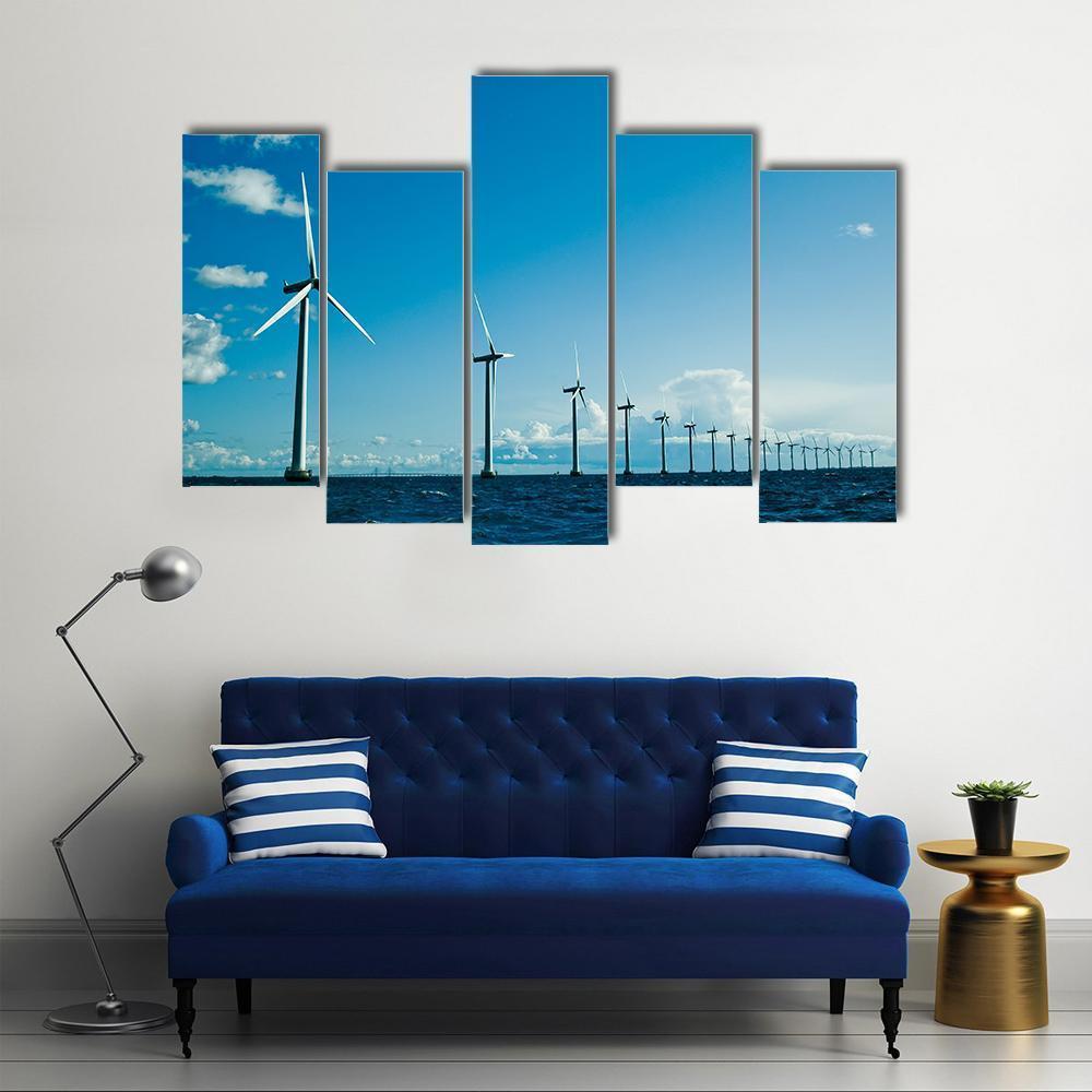 Windmills In Denmark Canvas Wall Art-5 Pop-Gallery Wrap-47" x 32"-Tiaracle